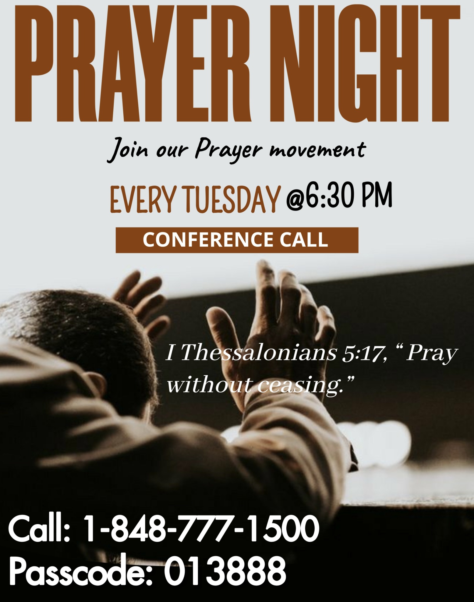 Join Our Prayer Movement every Tuesday night at 6:30 PM